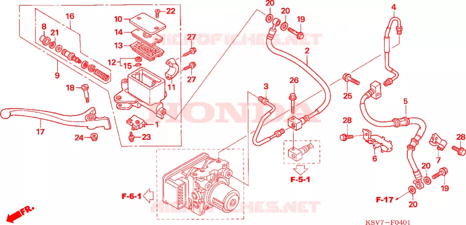 VOORREM HOOFDCILINDER(NSS250EX) Honda SCOOTER 250 FORZA 2006  NSS250EX5