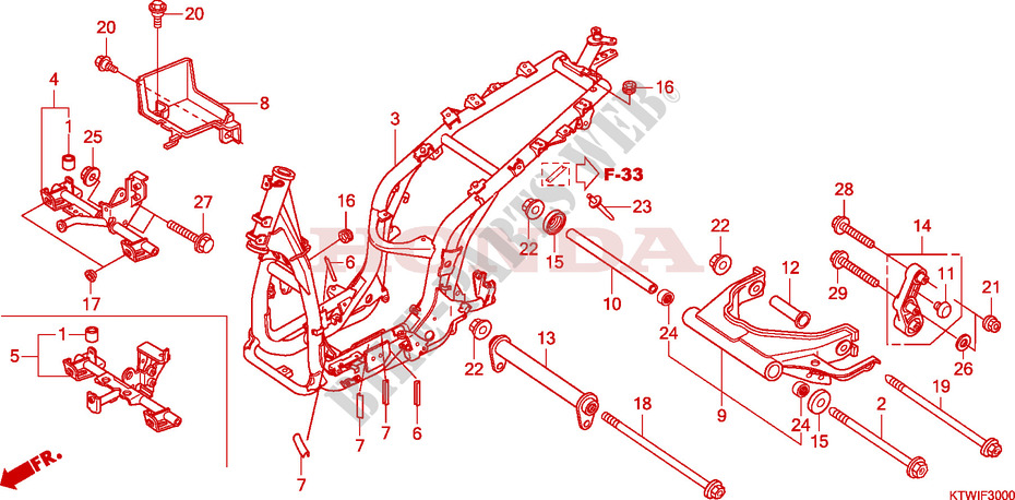 FRAME CHASSIS voor Honda SH 300 ABS TOP BOX 2011