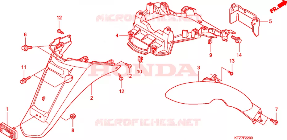 ACHTER STROOMLIJNKAP Honda SCOOTER 125 PES 2008  PES1508
