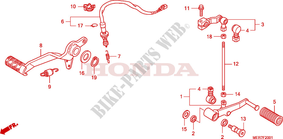 REMPEDAAL/WISSEL PEDAAL(CBF600S8/SA8/N8/NA8) voor Honda CBF 600 NAKED 2008
