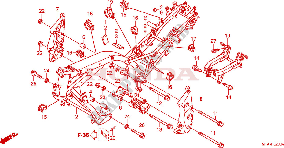 FRAME CHASSIS voor Honda CBF 1000 ABS 2007