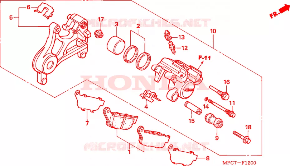 ACHTER REMKLAUW Honda MOTO 650 FMX 2005  FMX6505
