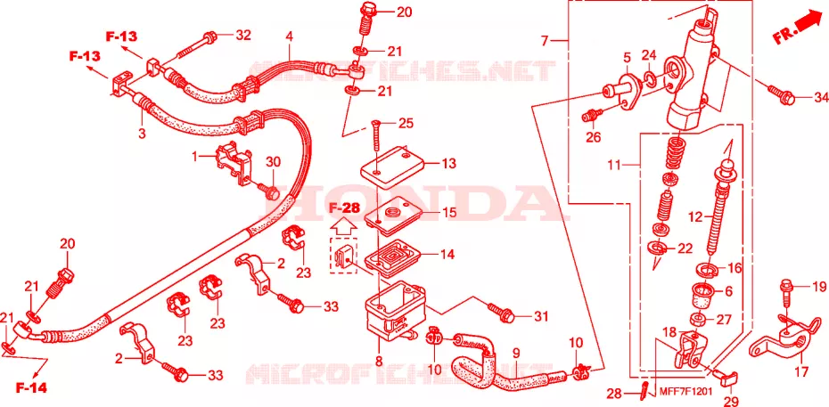 A., REM HOOFD CILINDER Honda MOTO 700 TRANSALP 2009  XL700VA9