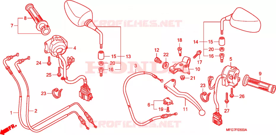 HENDEL HEFBOOM/SCHAKELAAR/ KABEL Honda MOTO 600 HORNET 2009  CB600FA9