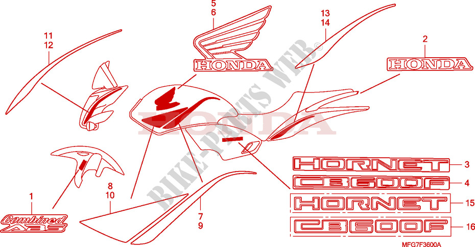 MERK voor Honda CB 600 F HORNET ABS 2007