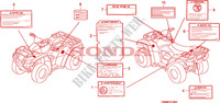 WAARSCHUWINGSLABEL voor Honda FOURTRAX 680 RINCON 2010 2010
