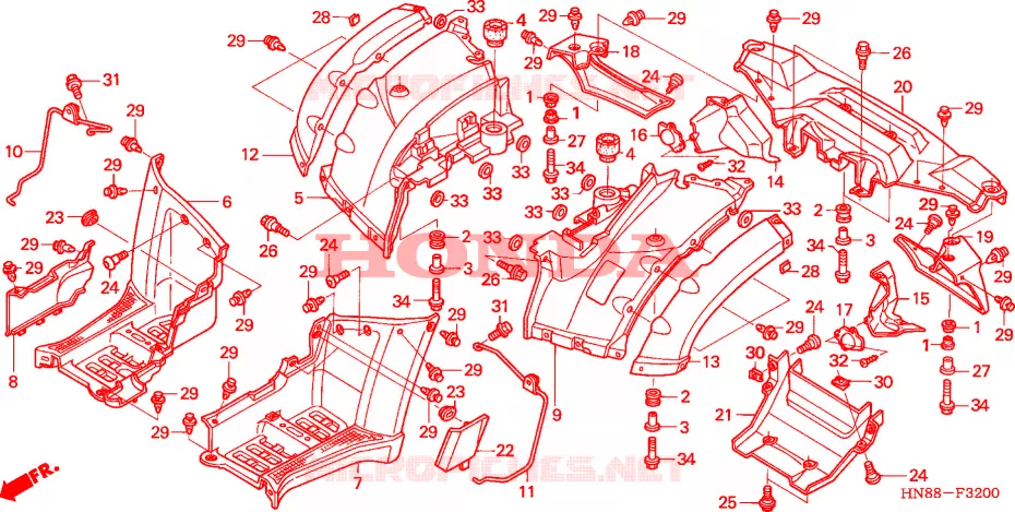 ACHTER STROOMLIJNKAP Honda ATV 680 FOURTRAX 2007  TRX680FA7