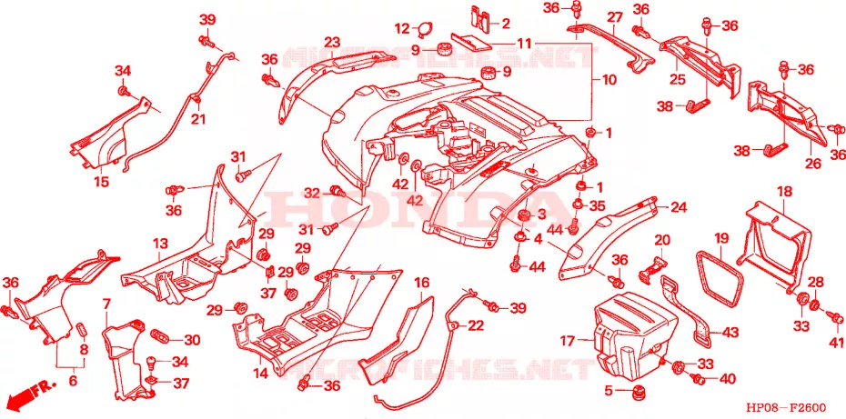 ACHTER STROOMLIJNKAP Honda ATV 500 FOURTRAX 2005  TRX500FM5