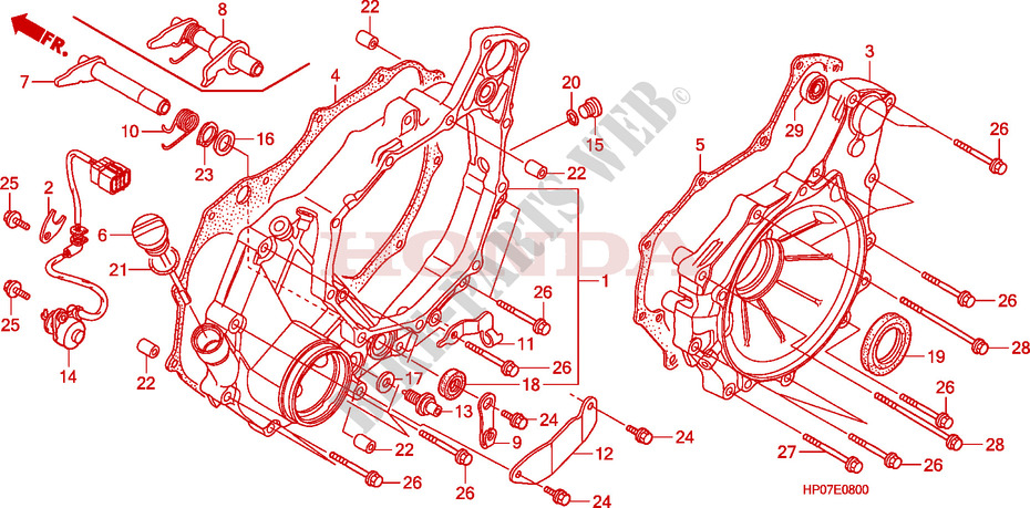 ACHTER KRUKAS AFDEKKING voor Honda FOURTRAX 500 FOREMAN 4X4 Electric Shift, Power Steering 2011
