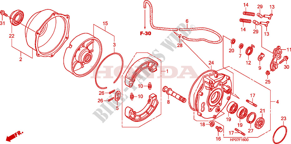 ACHTER REM PANEEL voor Honda FOURTRAX 500 FOREMAN 4X4 Electric Shift, Power Steering 2011