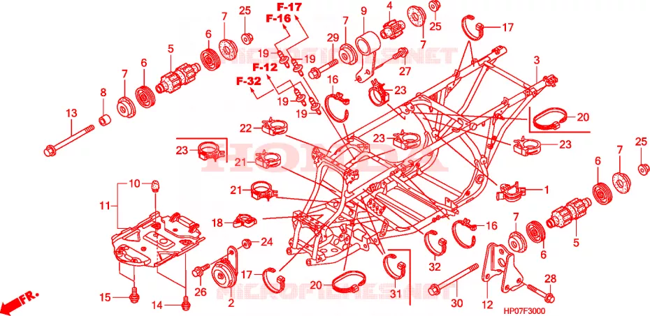 FRAME CHASSIS Honda ATV 500 FOURTRAX 2012  TRX500FMB