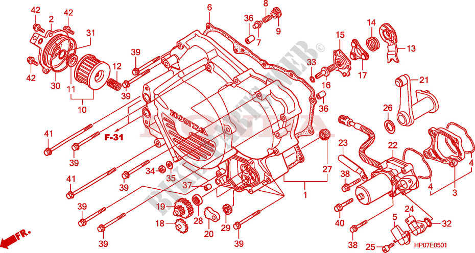 VOOR KRUKAS AFDEKKING(TRX500FE/FPE) voor Honda FOURTRAX 500 FOREMAN 4X4 Electric Shift, Power Steering 2011