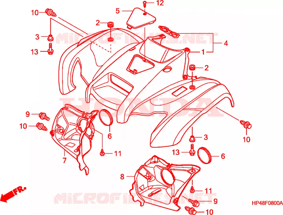 VOOR STROOMLIJNKAP Honda ATV 420 FOURTRAX 2008  TRX420TM8