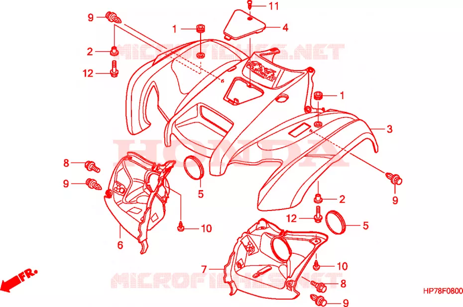 VOOR STROOMLIJNKAP Honda ATV 420 FOURTRAX 2012  TRX420FAB