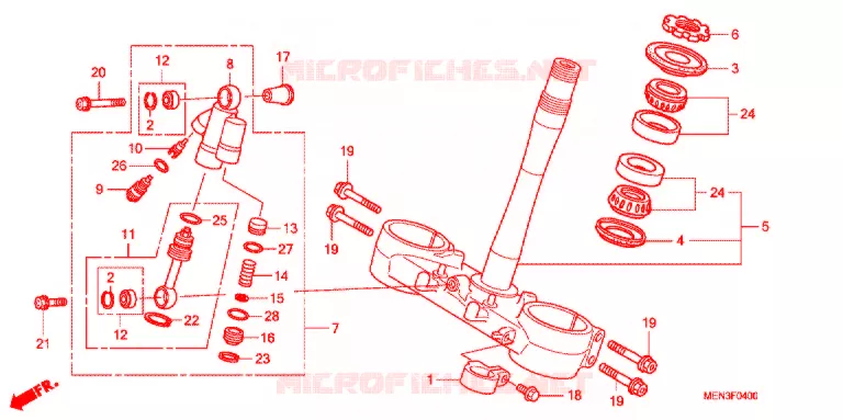STURING STANG/BOVENSTE BRUG Honda MOTO 450 CRF 2010  CRF450RA