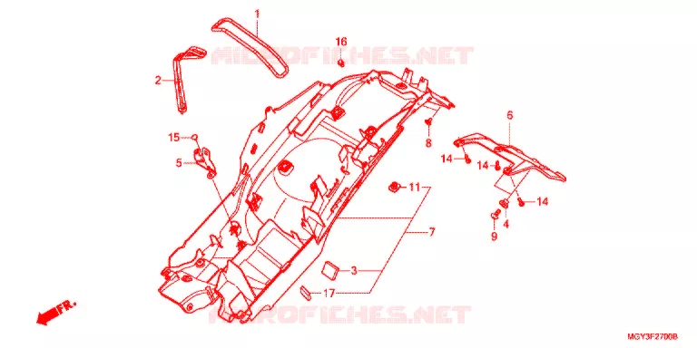 ACHTER STROOMLIJNKAP Honda MOTO 800 CROSSRUNNER 2011  VFR800XB