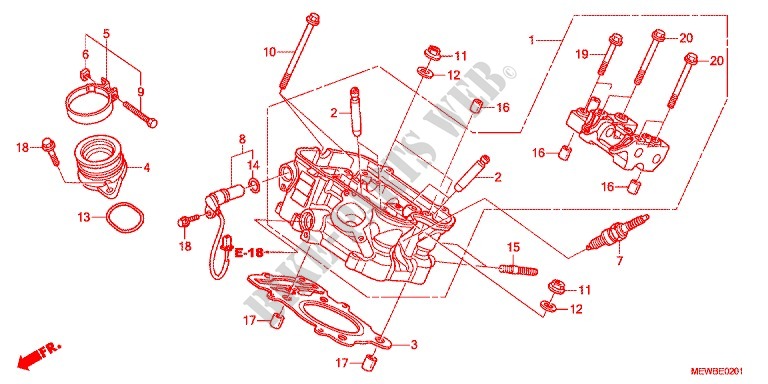 ACHTER CILINDER HOOFD voor Honda DEAUVILLE 700 ABS 2016