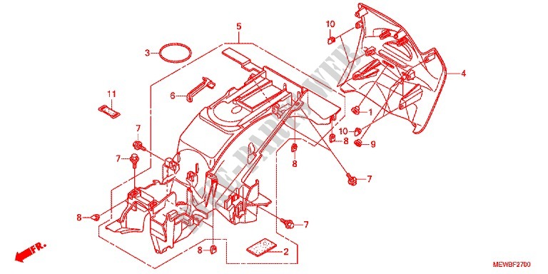 ACHTER STROOMLIJNKAP voor Honda DEAUVILLE 700 ABS 2013