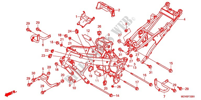FRAME CHASSIS voor Honda DEAUVILLE 700 ABS 2013