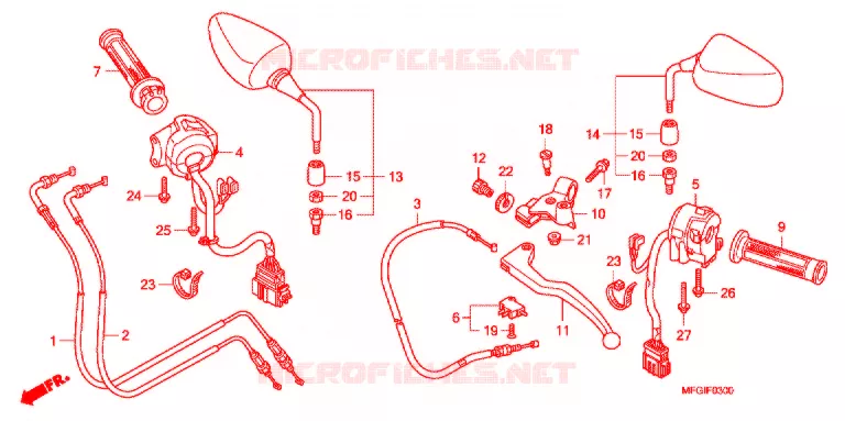 HENDEL HEFBOOM/SCHAKELAAR/KABEL(1) Honda MOTO 600 HORNET 2012  CB600FAC