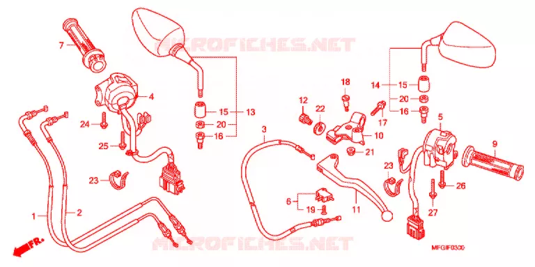 HENDEL HEFBOOM/SCHAKELAAR/KABEL(1) Honda MOTO 600 HORNET 2012  CB600FAC