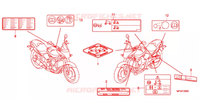 WAARSCHUWINGSLABEL(1) Honda MOTO 600 HORNET 2012  CB600FAC