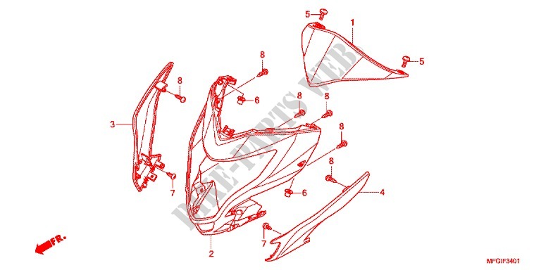 KAP (2) voor Honda CB 600 F HORNET ABS BLANCHE 2012
