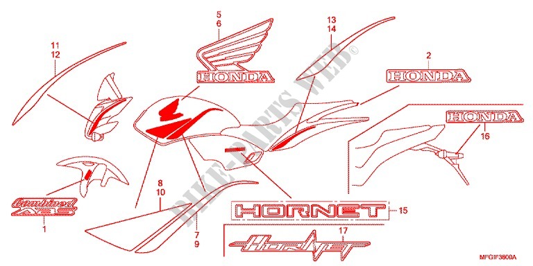 MERK voor Honda CB 600 F HORNET ABS BLANCHE 2012