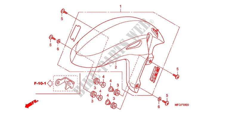 VOORSPATBORD voor Honda CB 600 F HORNET ABS BLANCHE 2012