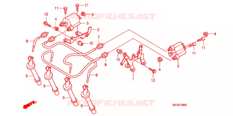 BEDRADINGSBUNDEL/ ONTSTEKINGSSPOEL/ACCU Honda MOTO 600 HORNET 2012  CB600FC