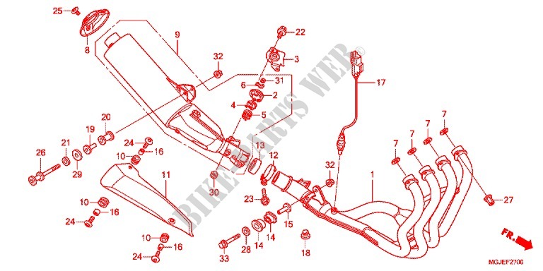 UITLAATDEMPER(2) voor Honda CBF 1000 ABS 2016