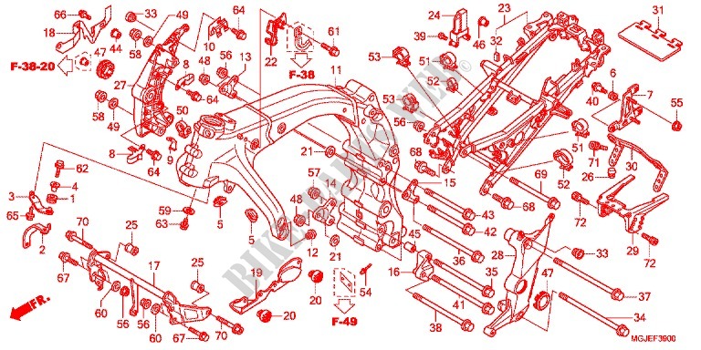 FRAME CHASSIS voor Honda CBF 1000 ABS 2016