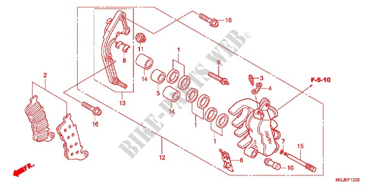 REMKLAUW VOOR LINKS (CBF1000FA/FT/FS) voor Honda CBF 1000 ABS 2014