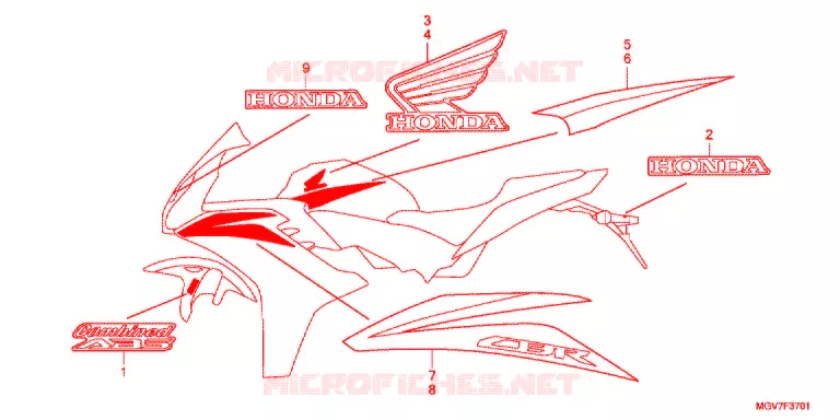 EMBLEEM/STREEP (2) Honda MOTO 600 CBR 2012  CBR600FC