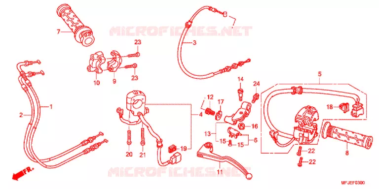 HENDEL HEFBOOM/SCHAKELAAR/KABEL(1) Honda MOTO 600 CBR 2012  CBR600RRC
