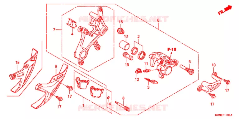 ACHTER REMKLAUW Honda MOTO 250 CRF 2012  CRF250RC