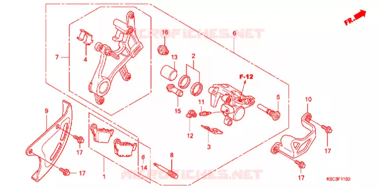 ACHTER REMKLAUW Honda MOTO 250 CRF 2012  CRF250XC