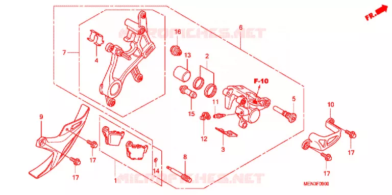ACHTER REMKLAUW Honda MOTO 450 CRF 2013  CRF450RC
