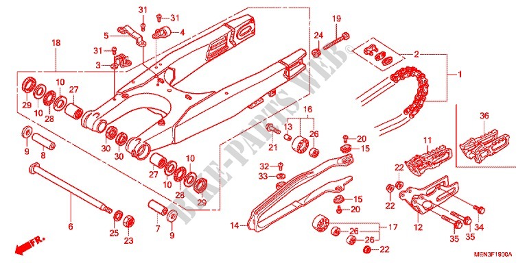 ZWAAI ARM/KETTINGKAST voor Honda CRF 450 R 2012