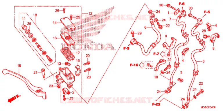 VOORREM HOOFDCILINDER Honda SCOOTER 700 INTEGRA 2012  NC700DC