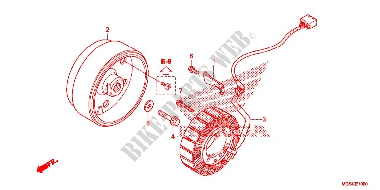 LINKS KRUKAS AFDEKKING/ GENERATOR(2) voor Honda INTEGRA 700 2012