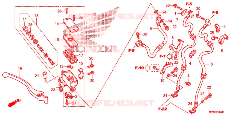 VOORREM HOOFDCILINDER Honda SCOOTER 700 INTEGRA 2012  NC700DC