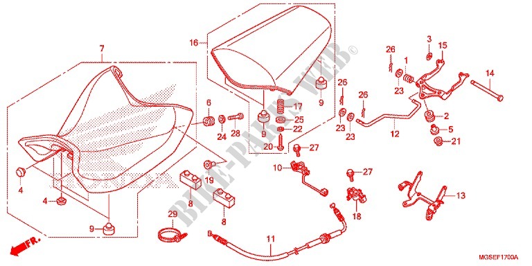 ENKELE ZITTING(2) voor Honda NC 700 35KW 2012