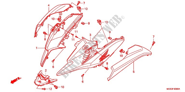 V. KAP/ZIJKANT KAP/WINDSCHERM voor Honda NC 700 X ABS DCT 2012