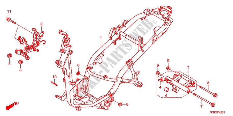 FRAME CHASSIS (NSC50WHC/MPDC) voor Honda VISION 50 2012