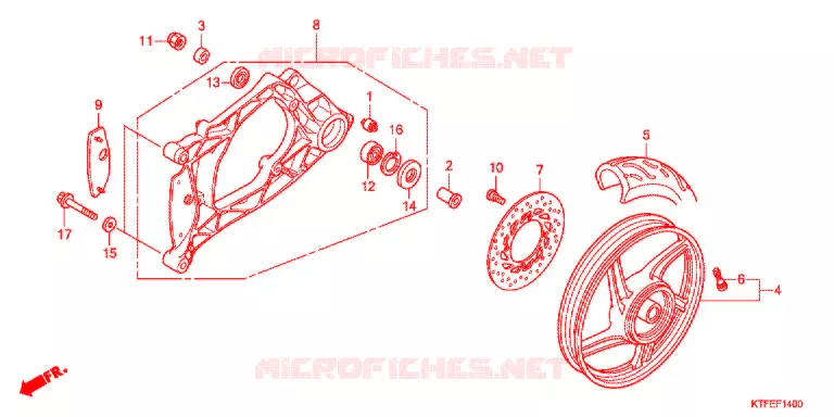 ACHTER WIEL/ZWAAI-ARM Honda SCOOTER 150 SH 2012  SH150RC