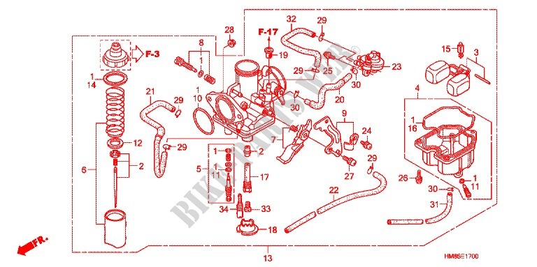 CARBURATEUR(2) voor Honda TRX 250 FOURTRAX RECON Standard 2012