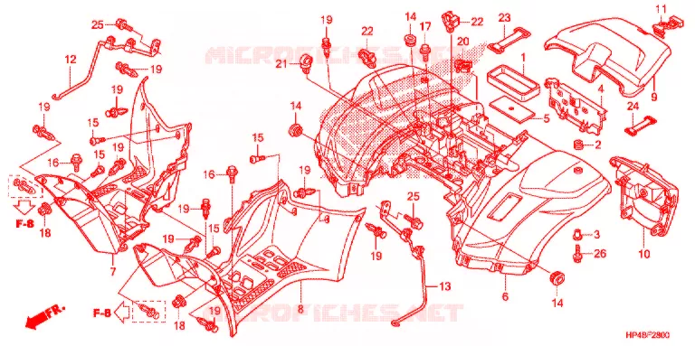 ACHTER STROOMLIJNKAP Honda ATV 420 FOURTRAX 2012  TRX420FEC