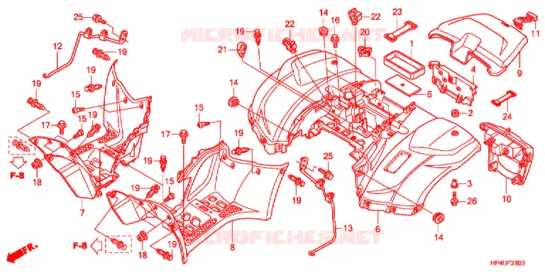ACHTER STROOMLIJNKAP Honda ATV 420 FOURTRAX 2012  TRX420FEC