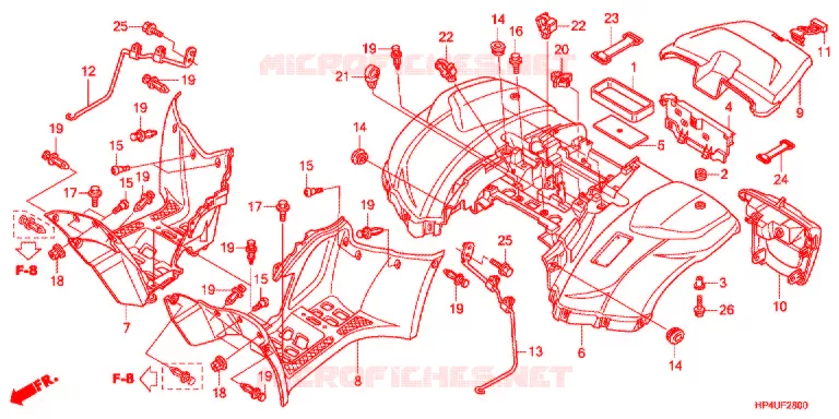 ACHTER STROOMLIJNKAP Honda ATV 420 FOURTRAX 2012  TRX420FMC